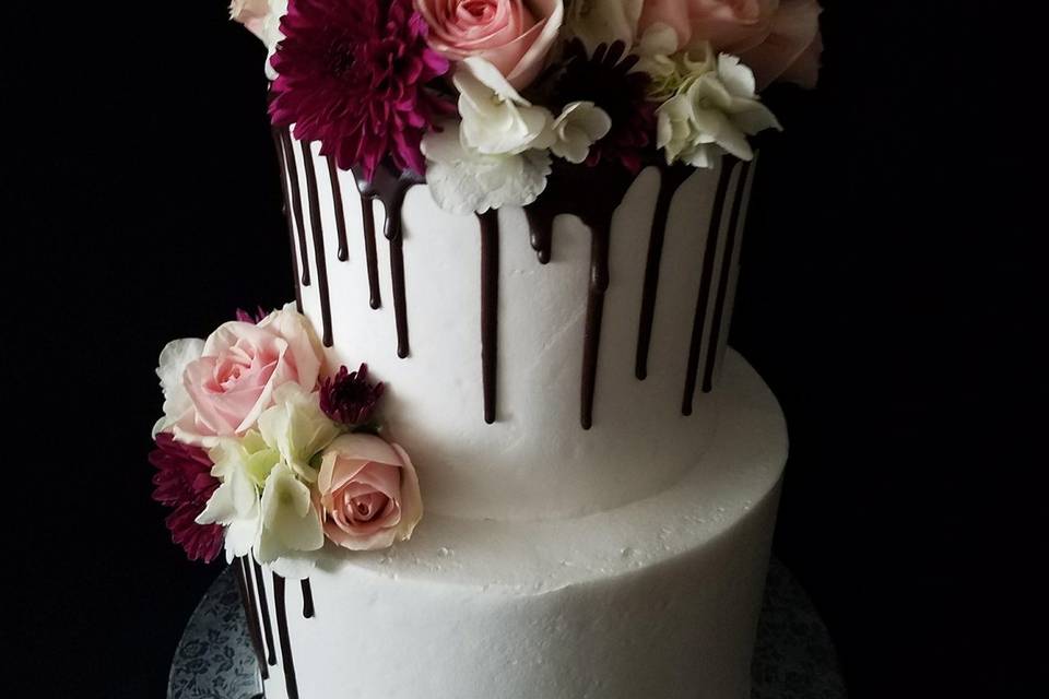 Chocolate drip two-tier