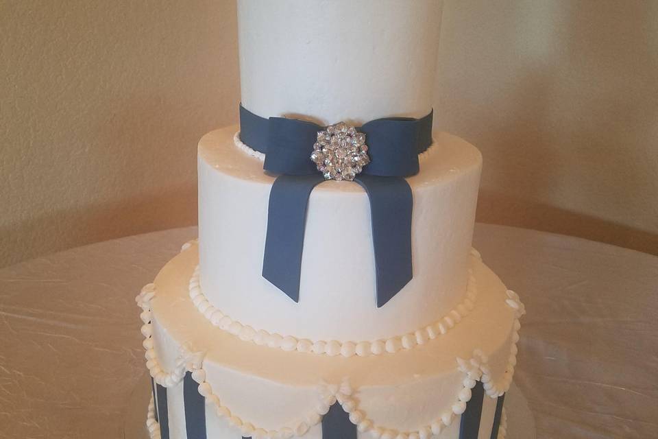 Blue and white stripe cake