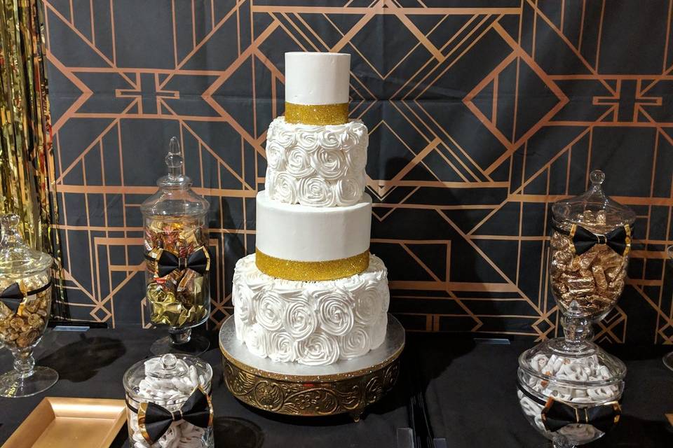 White and gold 4 tier