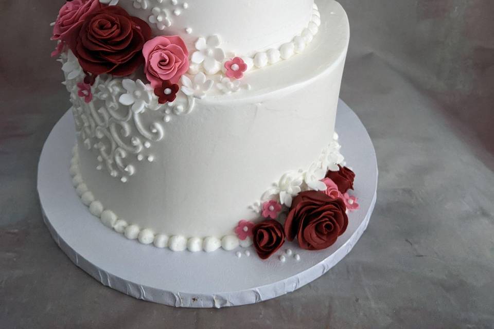 2 tier Elegant Fondant Flowers