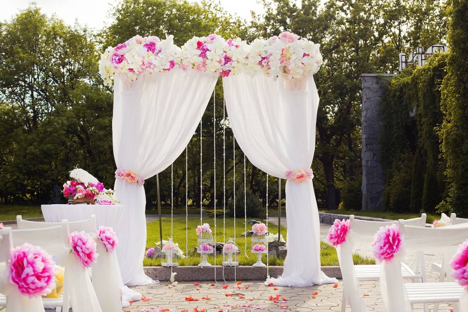 Outdoor wedding setup