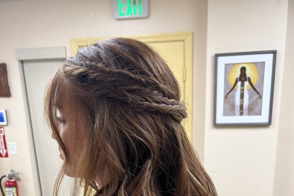 Braided half up-do