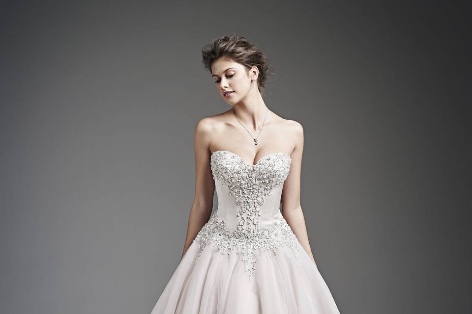 Beaded top on ball gown