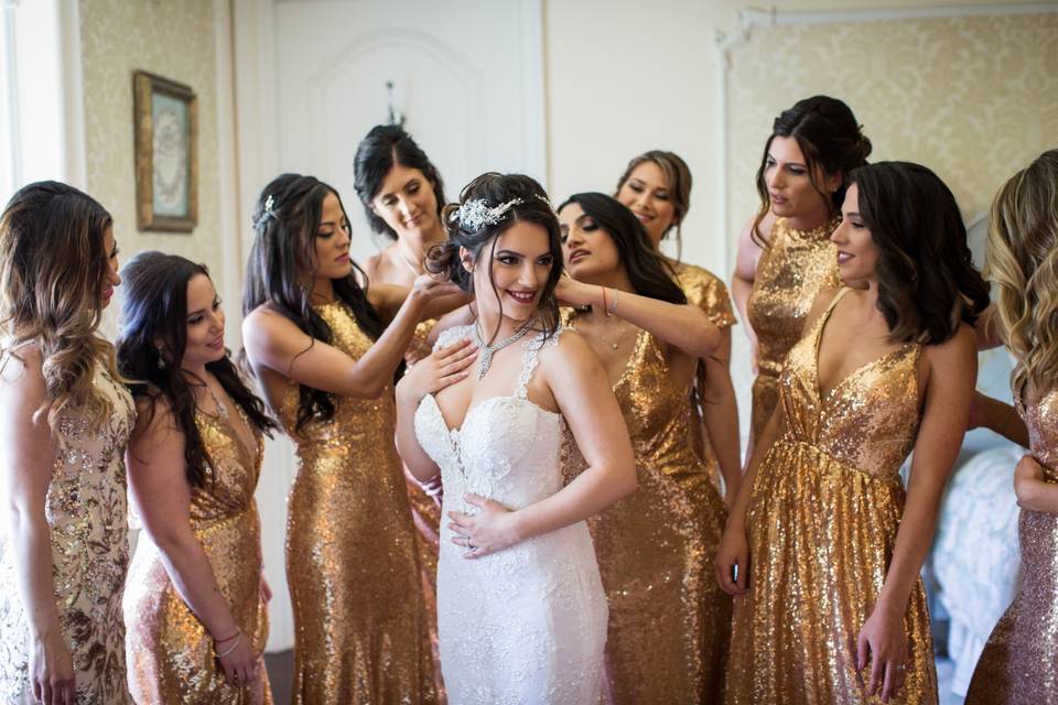 Bride getting ready