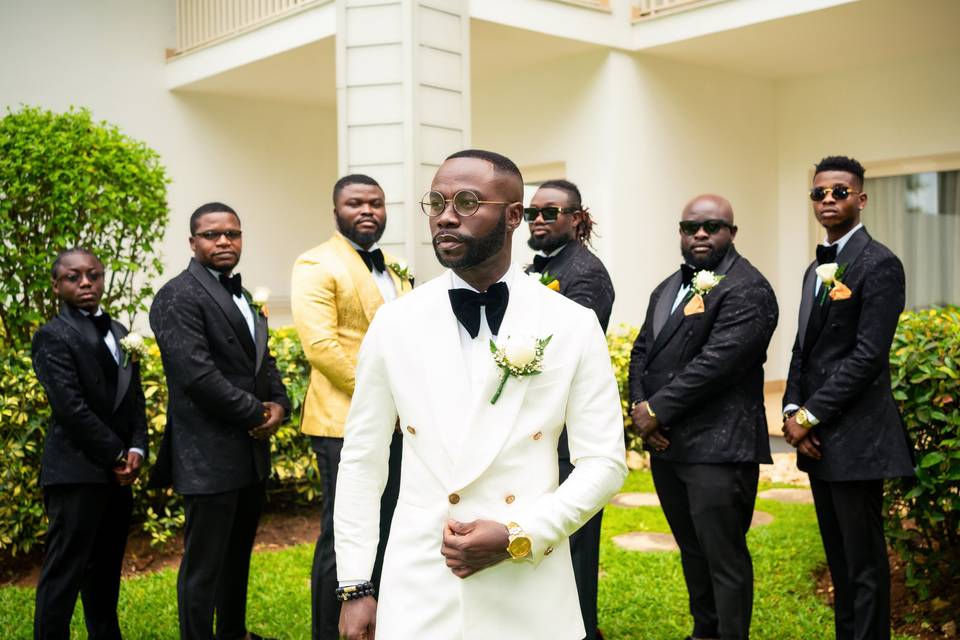 The dapper groom and the gang