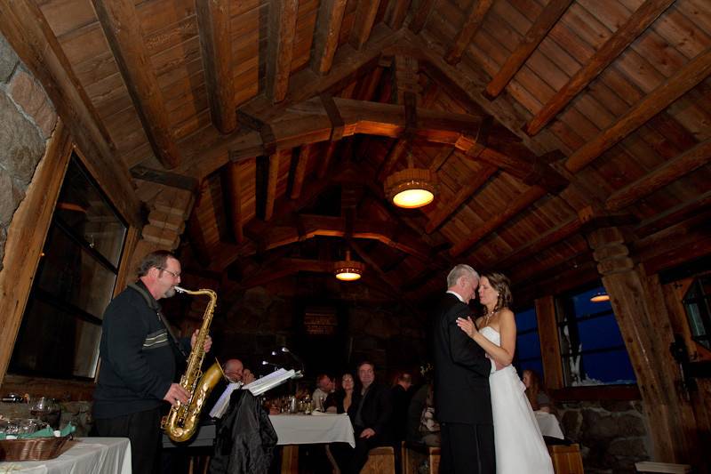 Steve Burpee (sax) and Chris Bidleman (piano) provides a wide range of music styles and can perform as a duo in nearly any setting. Here they are performing for a wedding at Silcox Hut on Mt Hood Oregon.