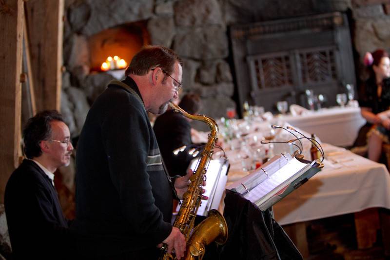 Steve Burpee (sax) and Chris Bidleman (piano) provides a wide range of music styles and can perform as a duo in nearly any setting. Here they are performing for a wedding at Silcox Hut on Mt Hood Oregon.