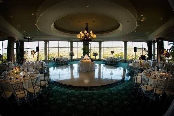 Table setup with flower centerpiece