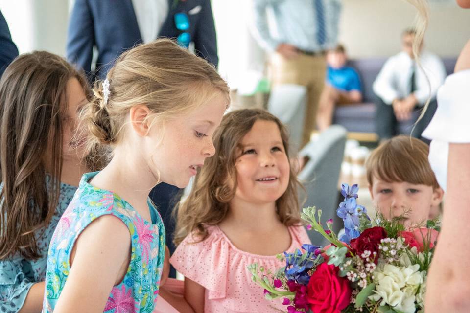 Cuties admiring the bride