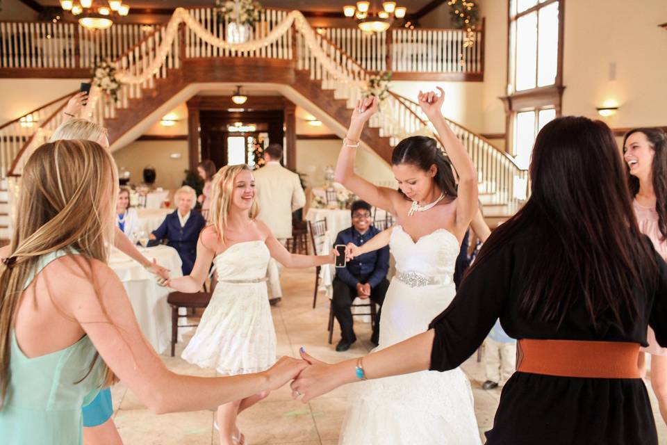 Bride dancing with her ladies