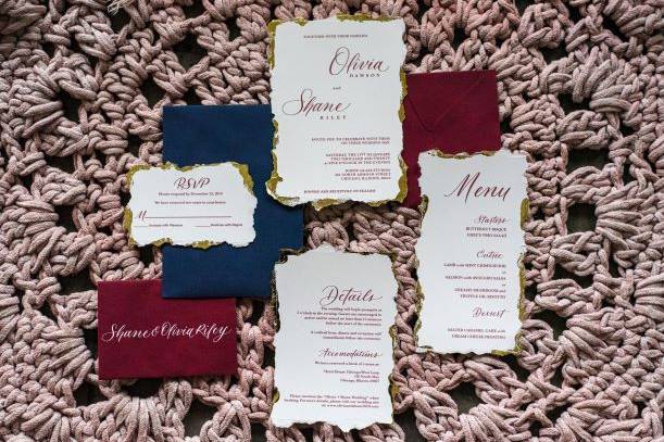 Jewel tone invitation suite