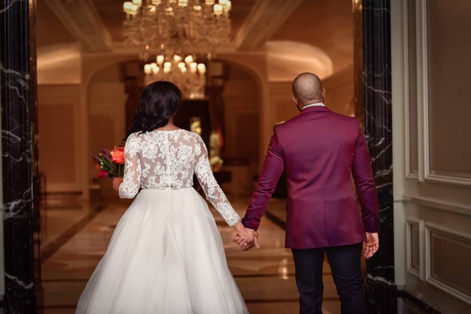 Final walk bride and groom