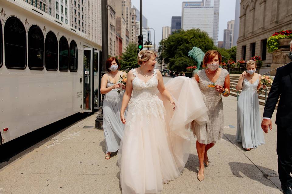 Bridal Party on Trolley
