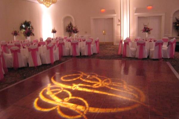 Custom Initials projected on dance floor