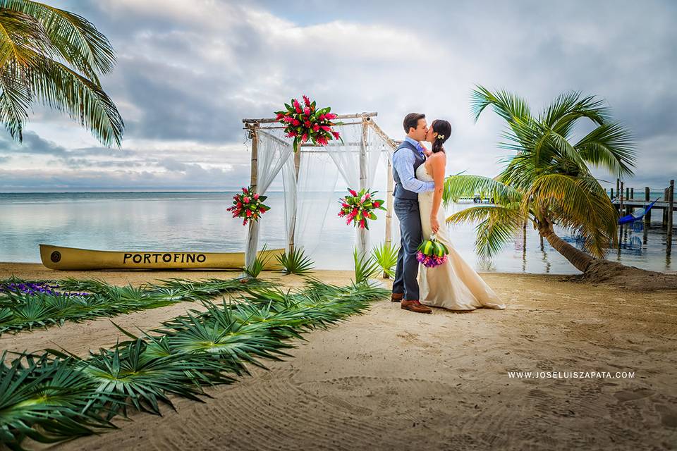 Beach wedding at Ambergris Caye, San Pedro, Belize