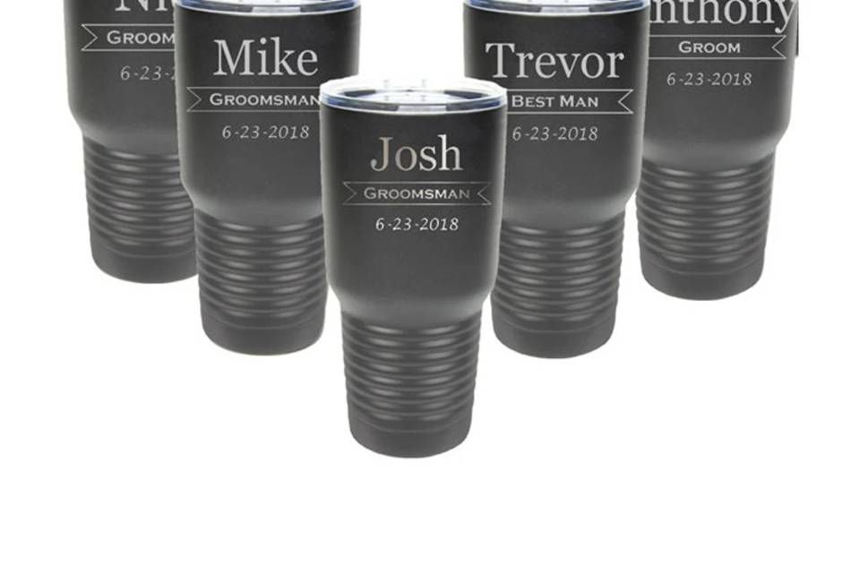 Set of 5 Personalized Polar Camel or YETI Insulated Mug, Groomsmen Gifts,  Best Man Gift, Groomsman Gift, Wedding Party Gifts, ENGRAVED not a decal.