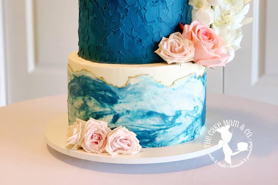 Blue Marble Wedding Cake