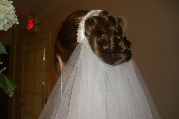 Traditional Updo for Elegant Bride by Mimi,
Hair color by Mimi as well.