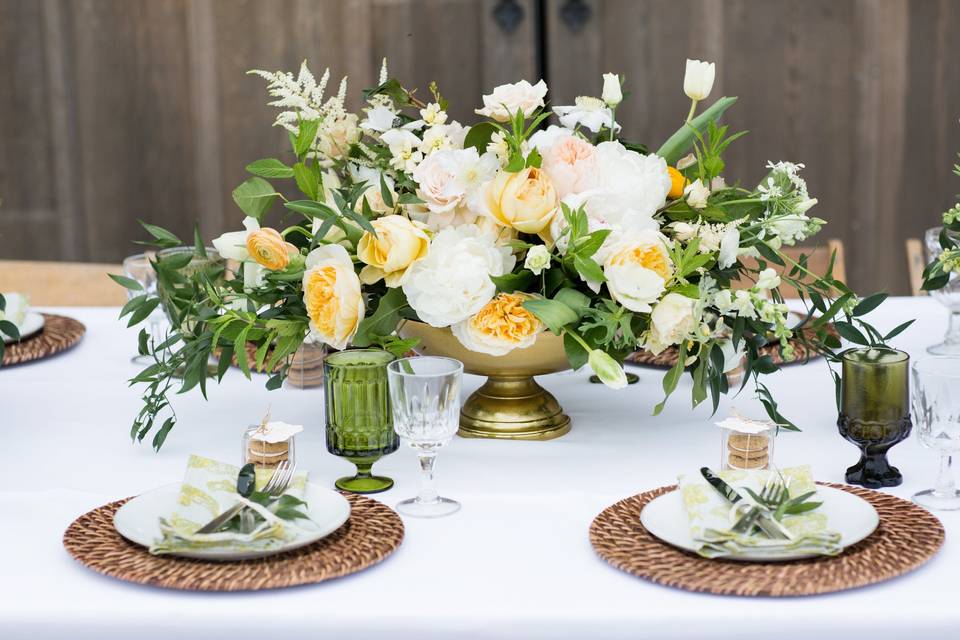 Table setup with centerpiece