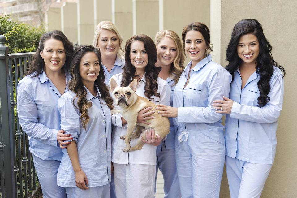 The bride with her bridesmaids