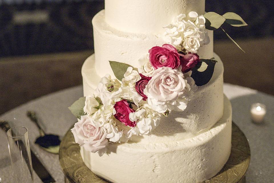 Multiple layered wedding cake