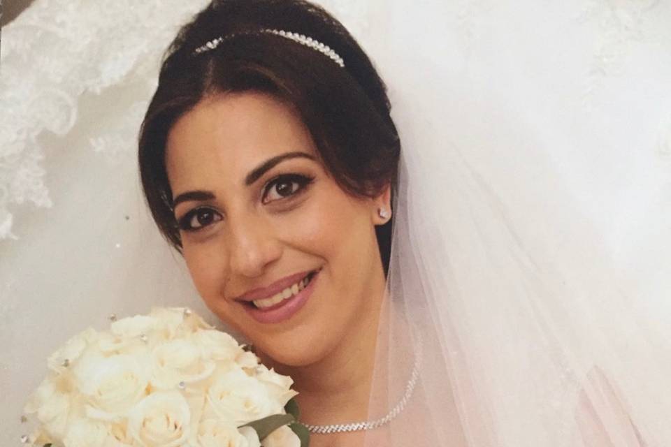 Lovely bride and her bouquet