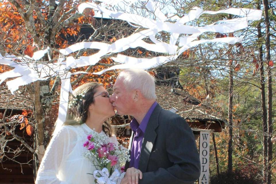 Cabin wedding outdoors