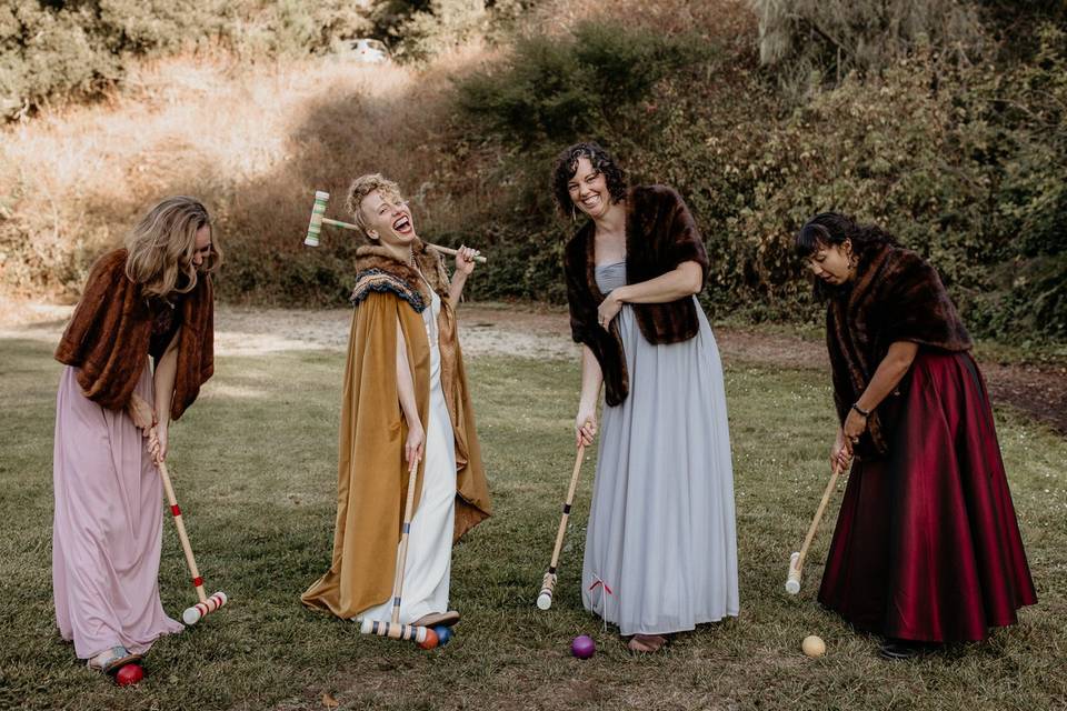 Bride with bridesmaids