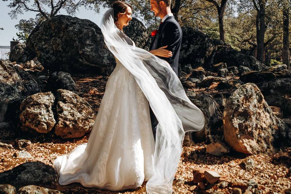 Bride and groom alone