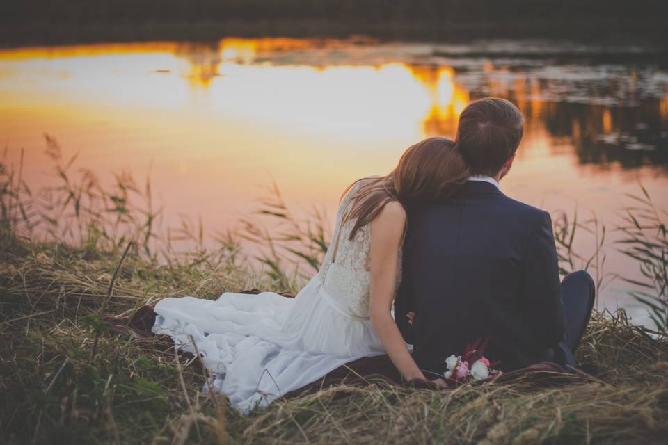 Newlyweds taking a moment