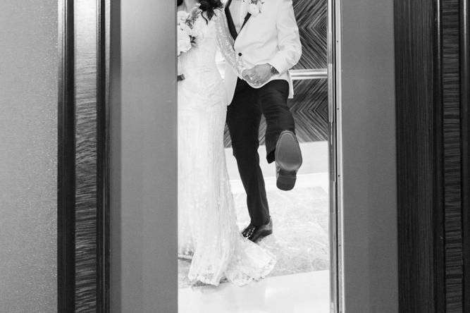 Couple in elevator