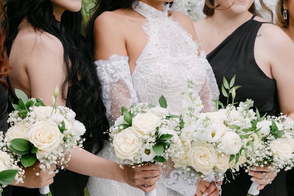 Green and White Bouquets