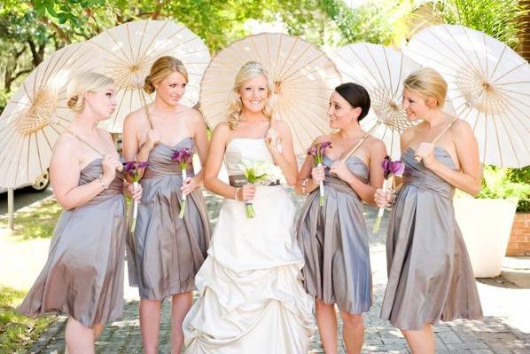 The bride with her bridesmaids