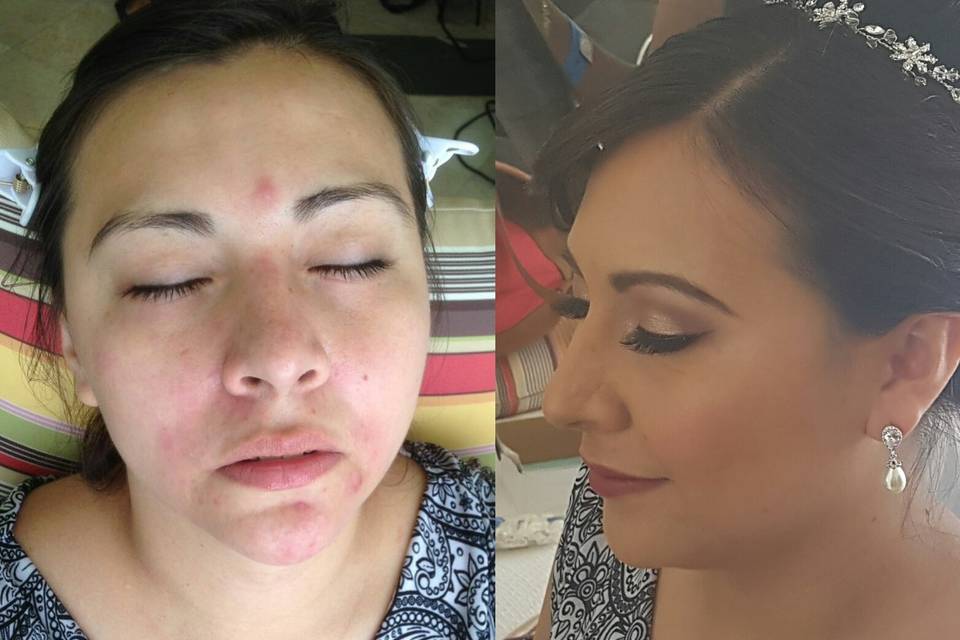 airbrush make up with red spots correction