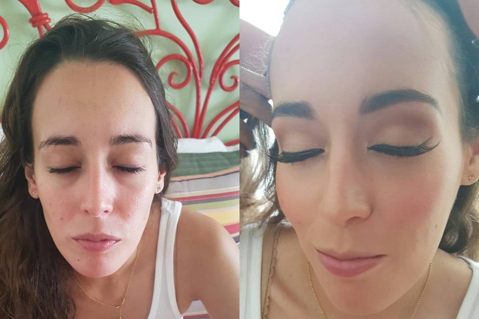 natural make up with red spots correction