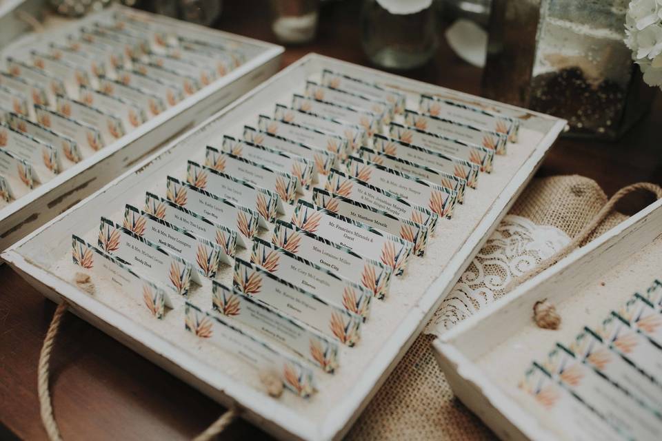 Devin and Tara, day-of details: place cards - 2017 |  Photo courtesy of Lily Szabo Photography, she's amazing!