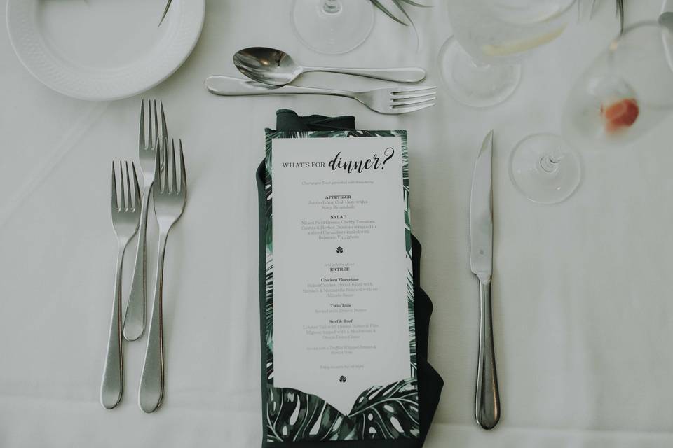 Devin and Tara, day-of details: menu - 2017 |  Photo courtesy of Lily Szabo Photography, she's amazing!