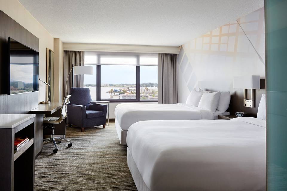 Renovated rooms feature open closet so nothing is left behind.  Concierge rooms feature a bathrobe on complimentary waters.