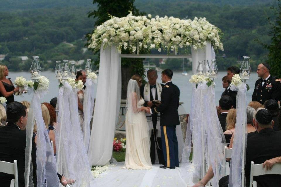 Overhead floral arrangement