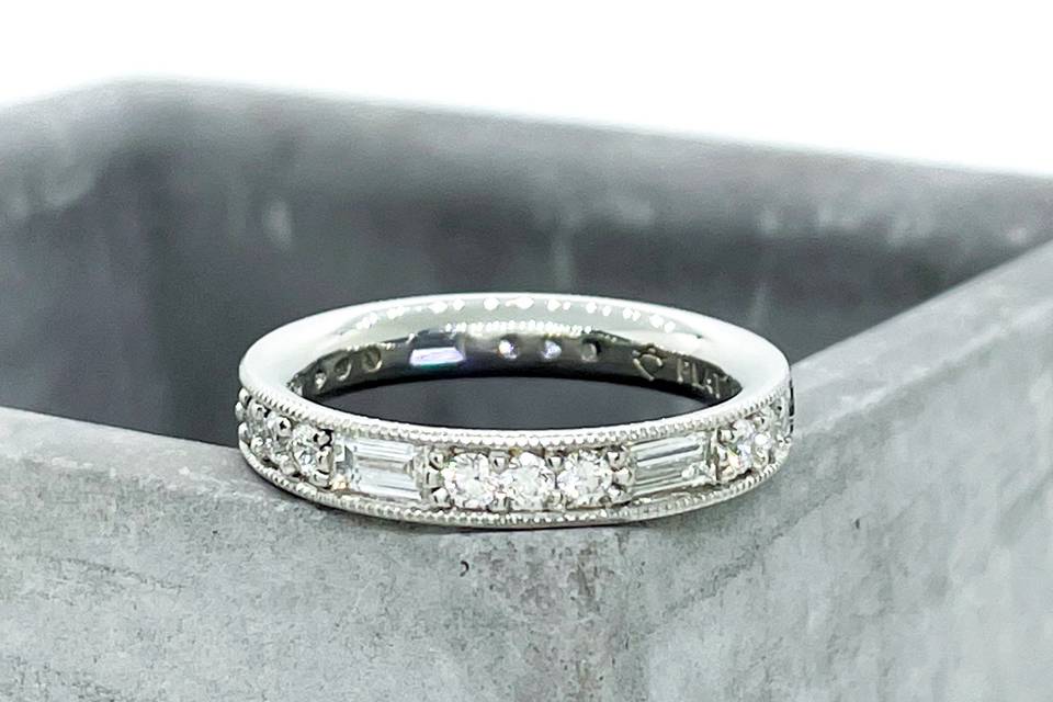 Platinum Baguette Diamond Band