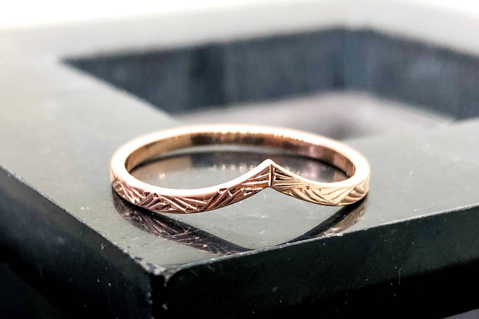 Engraved Rose Gold Band