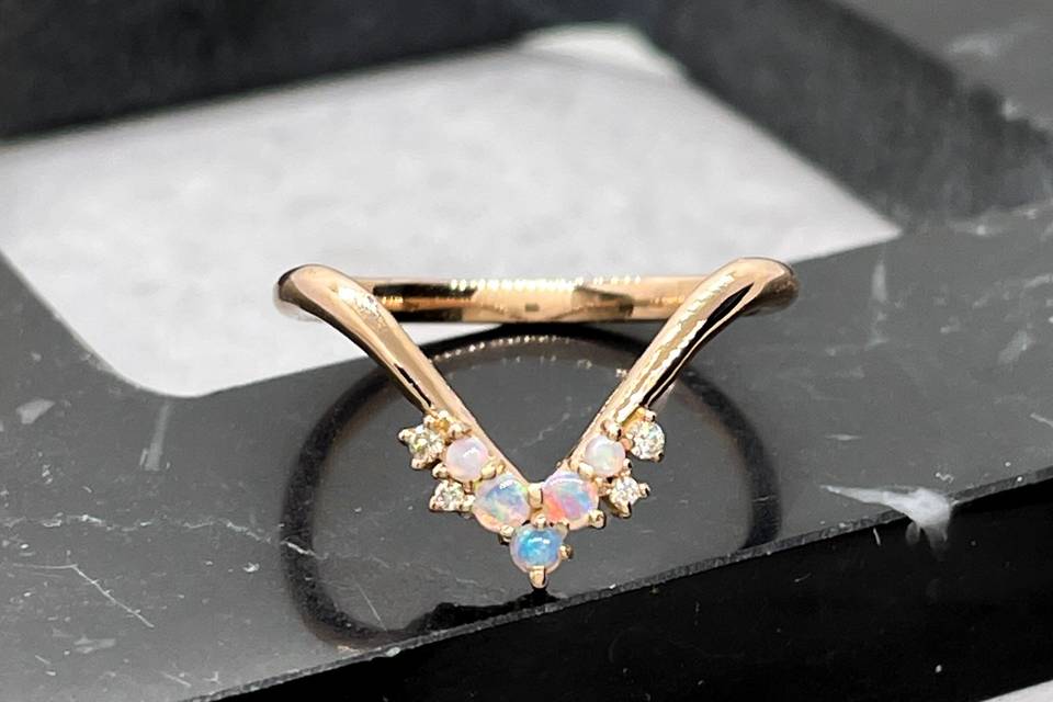 Opal & Diamond Rose Gold Band