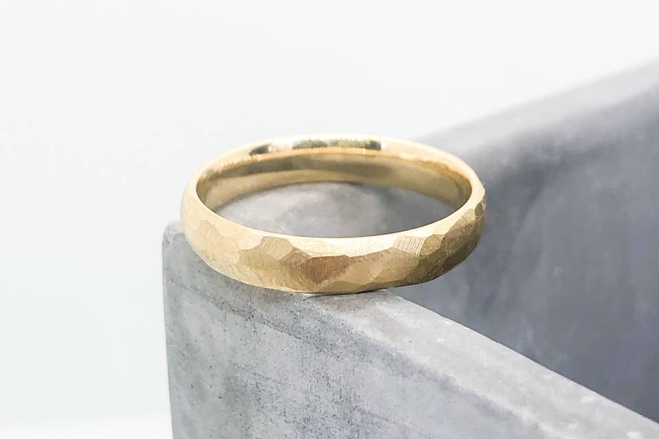 Faceted Wide Gold Band
