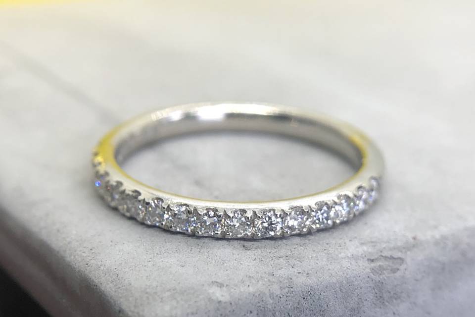 Pave Diamond Platinum Ring