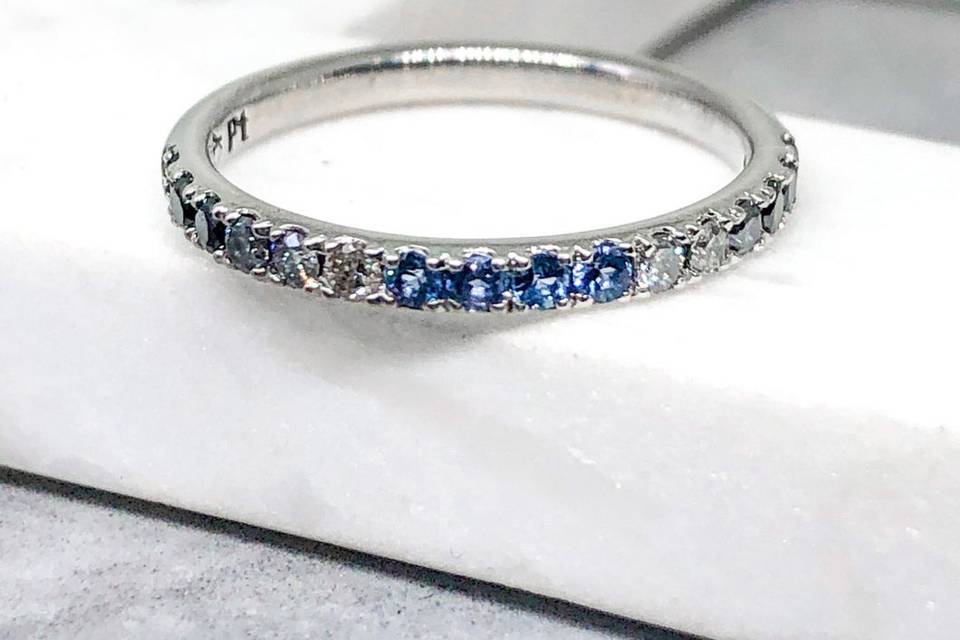 Platinum Ombre blue stones