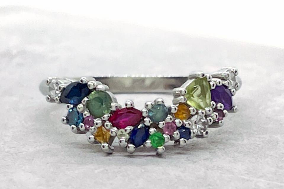 Multi Gem Contour Band