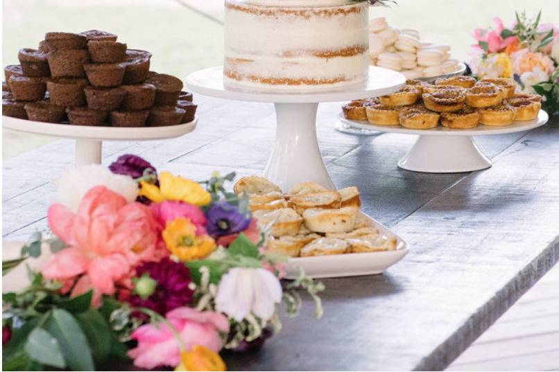 Wedding cake and cupcakes