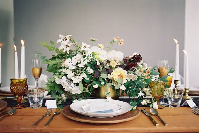 Table setup with centerpiece