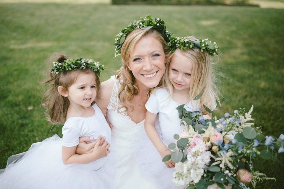 The bride and the flower girls