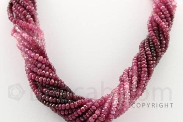 4.00 to 4.50 mm 13 Lines Ruby Faceted Beads Necklace 17.25 inches